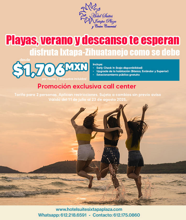 Oferta de verano hospedaje Hotel Suites Ixtapa Plaza, Hotel en Ixtapa Zihuatanejo